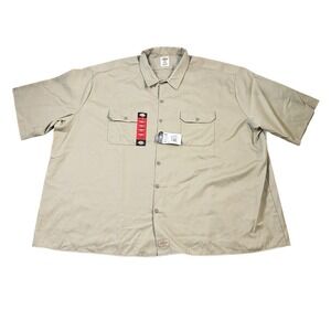 Dickies Men's 1574 Short Sleeve 5XL Original Fit Button Up‎ Work Shirt Khaki